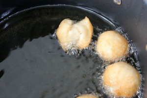 donut holes frying