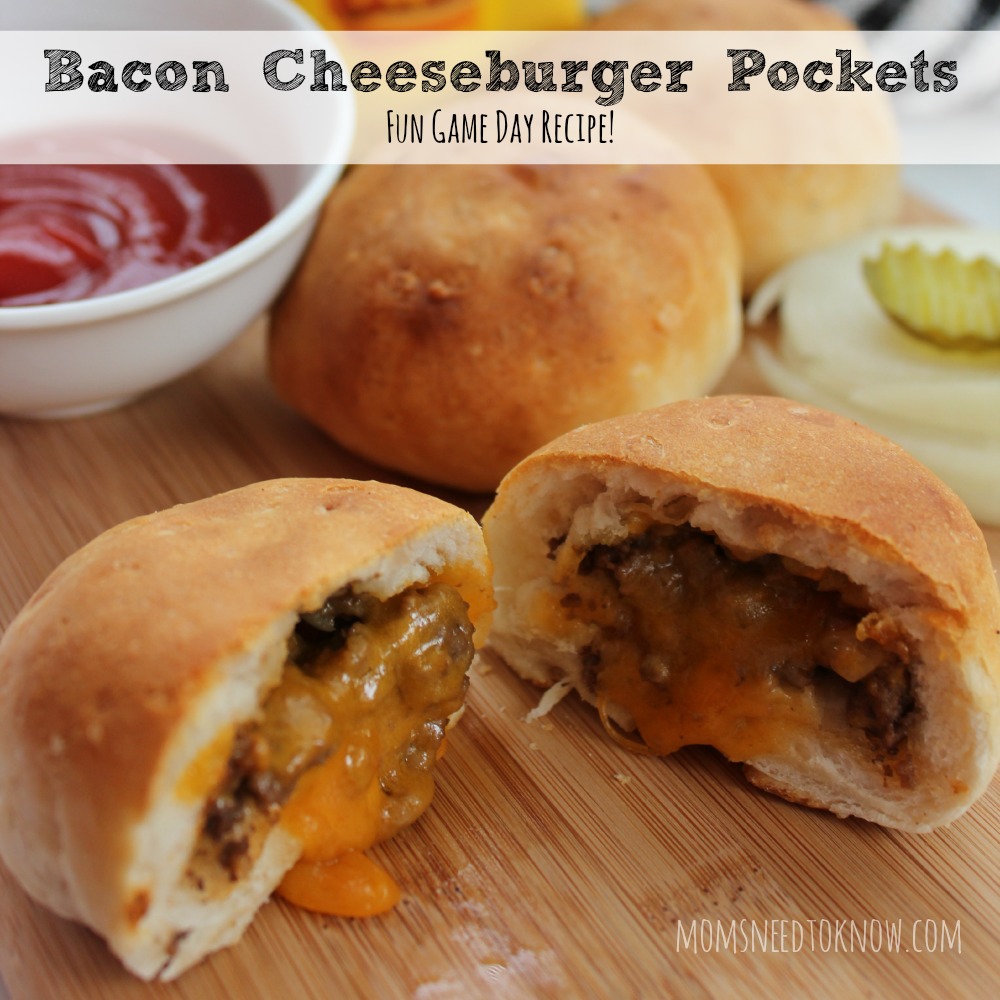 Bacon Cheeseburger Pockets - Fun Game Day Recipe sq