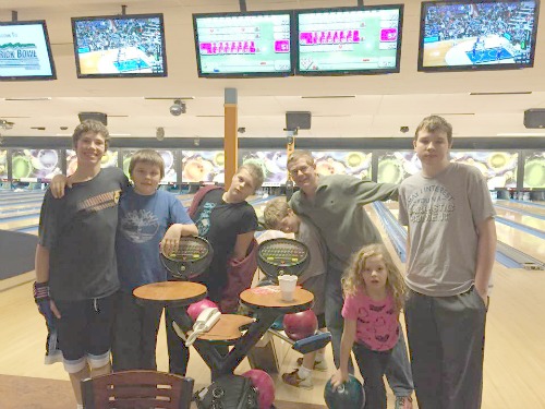 We like to take our kids and a few of their friends our every so often for pizza & bowling!