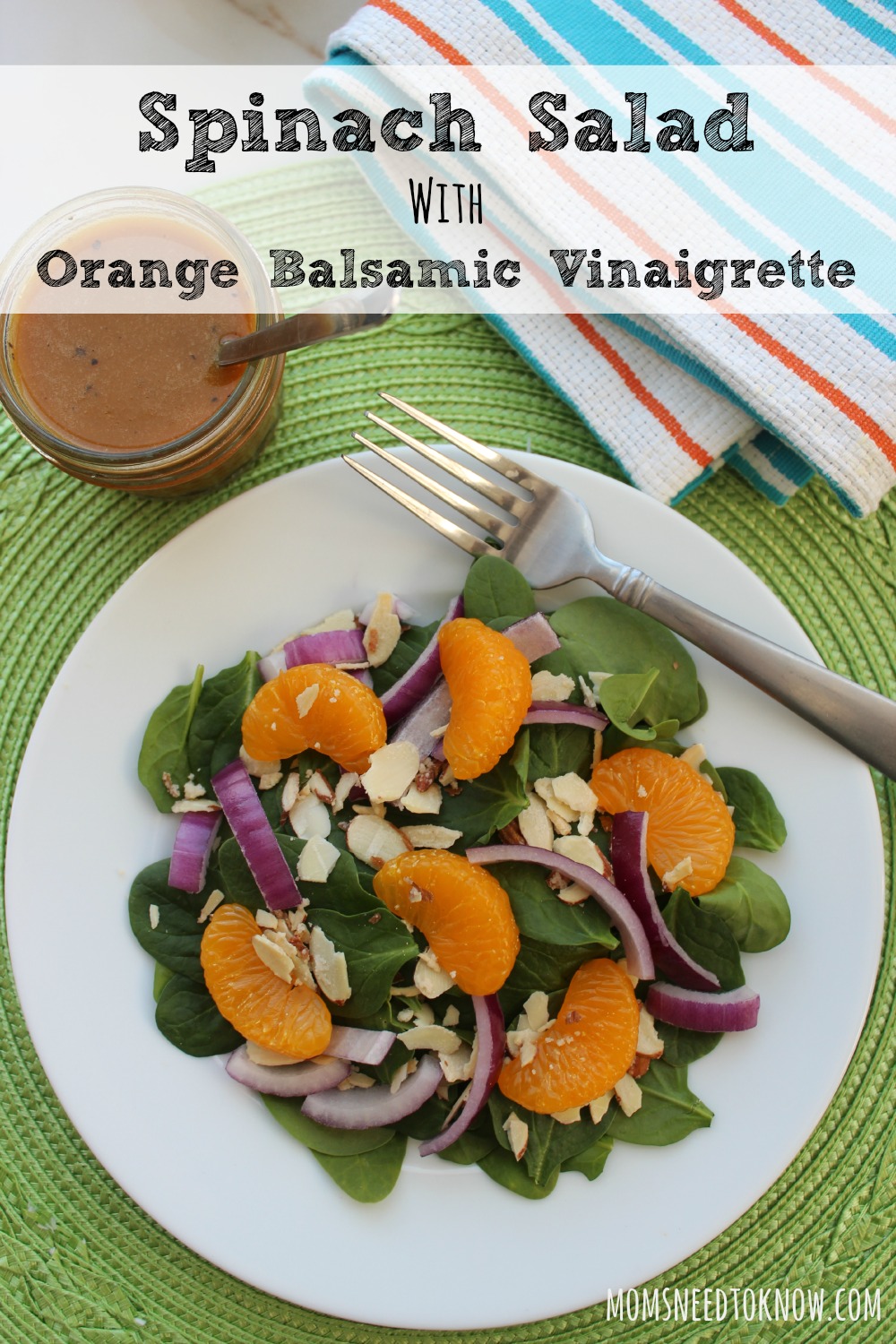 Spinach Salad with Orange Balsamic Vinaigrette Dressing