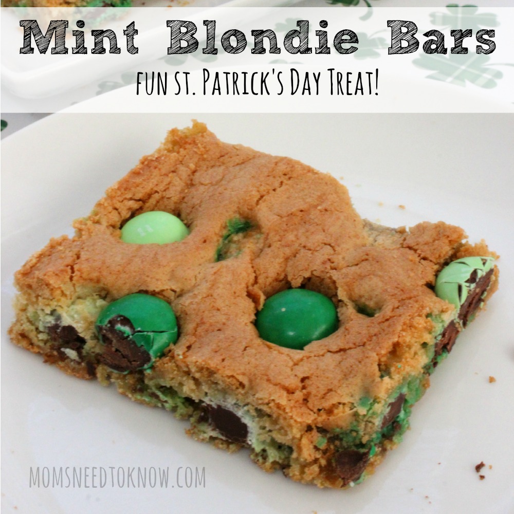 st patricks day blondie bars