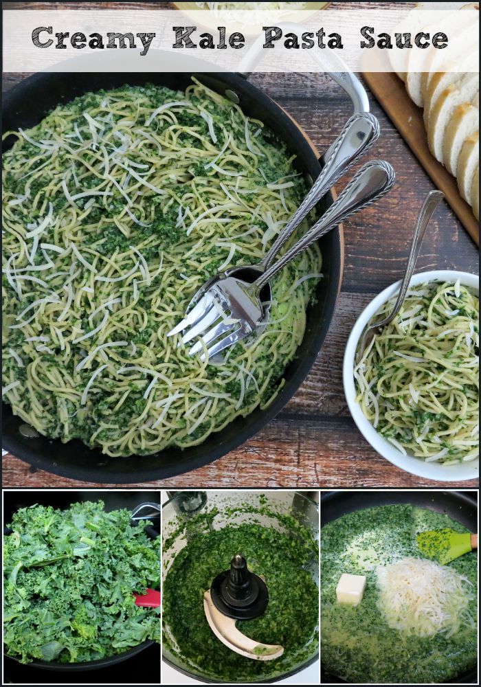 Creamy Kale Pasta Sauce collage