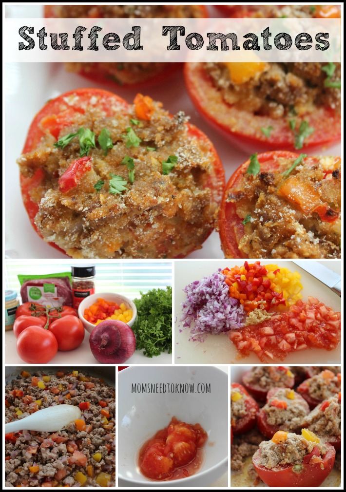 Stuffed Tomatoes using turkey, chicken or pork collage