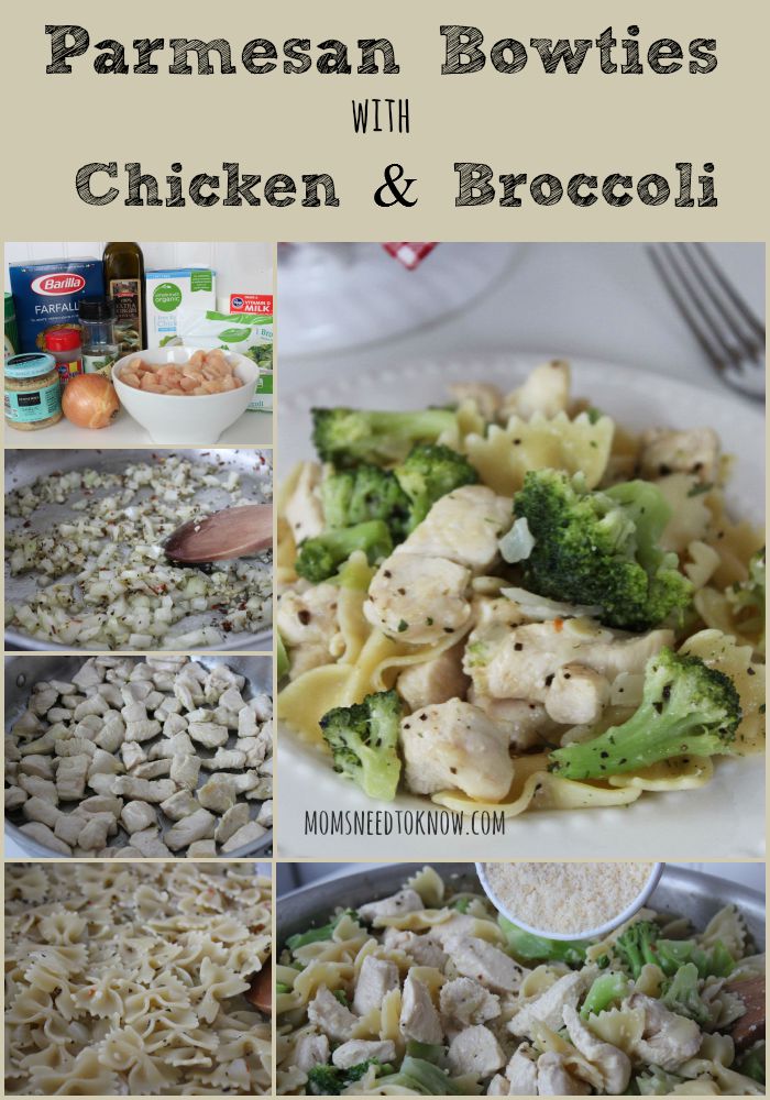 Parmesan Bowties with Chicken and Broccoli collage