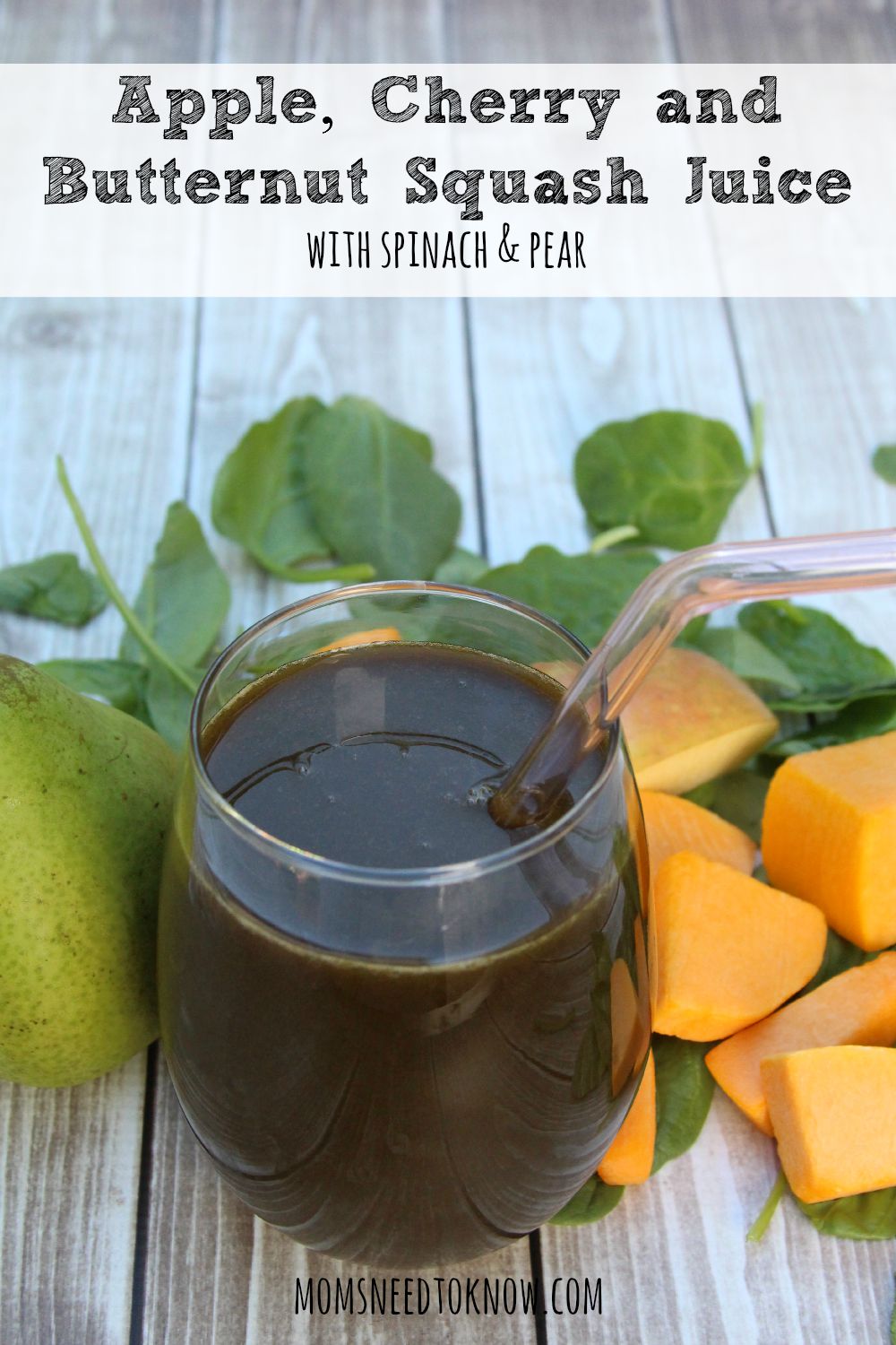 Apple Cherry and Butternut Squash Juice with Spinach and Pear