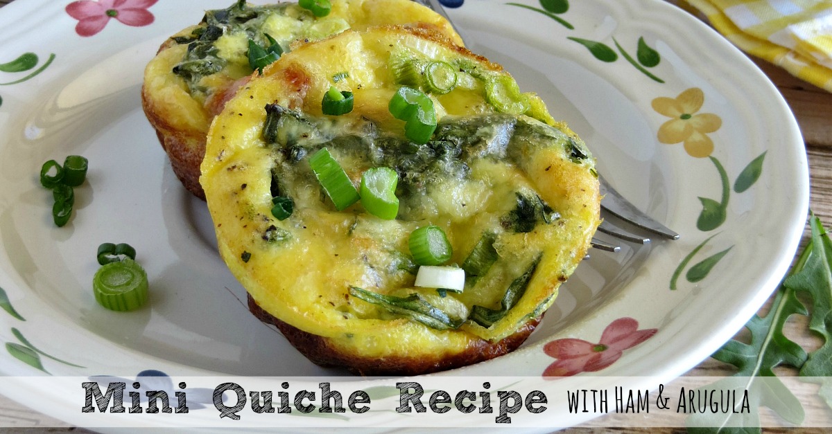Easy Mini Quiche Recipe with Ham and Arugula