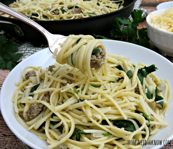 Pasta with Sausage and Baby Greens myf
