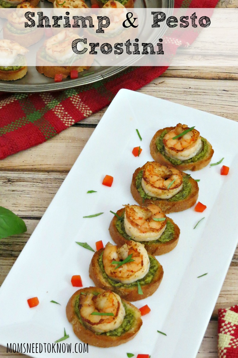 This shrimp and pesto crostini recipe is full of flavor and can be made fairly quickly. It is sure to be a hit at your next party!