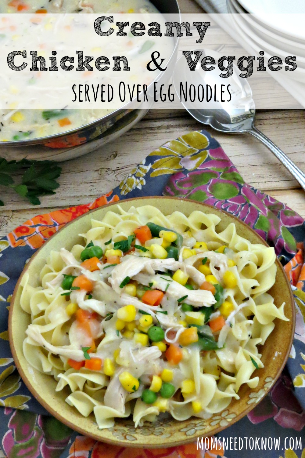 This creamy chicken and vegetables dish is made without the use of processed canned soup. It is absolutely delicious and made with real foods!