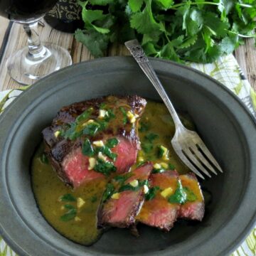 Making a pan seared steak come out right is easier than you may think. We cover this steak in a delicious sauce made from butter, lime and cilantro!