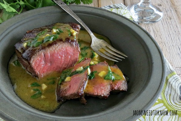 Pan Seared Steak with Cilantro Butter Sauce myf