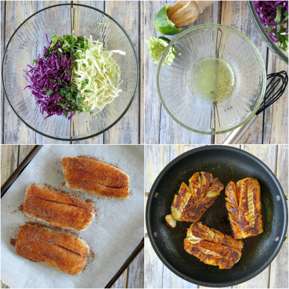 Blackened Fish Tacos with Cilantro Slaw collage