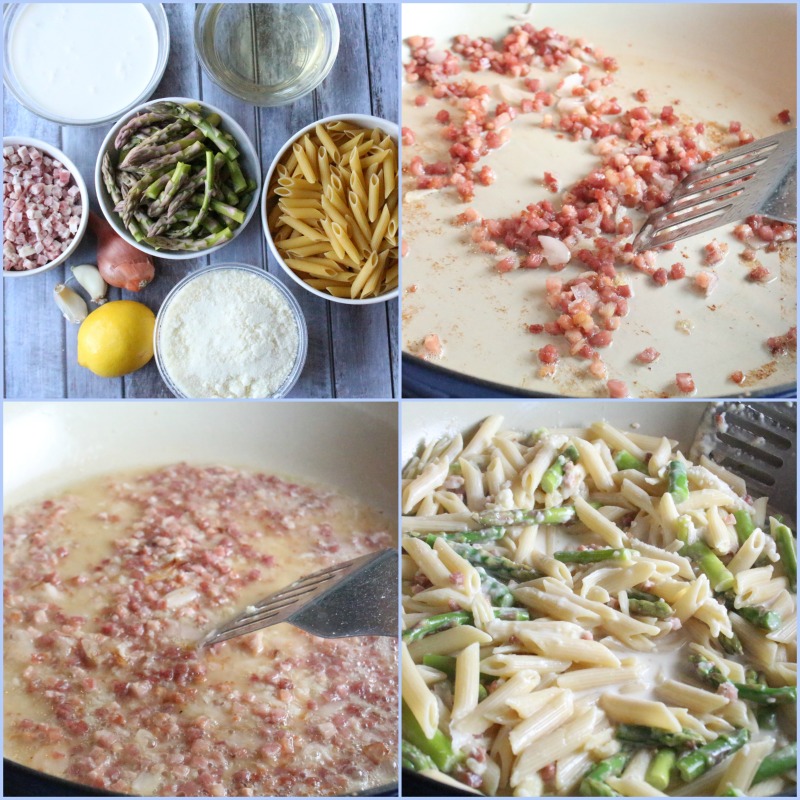Carbonara Pasta with Asparagus Recipe collage