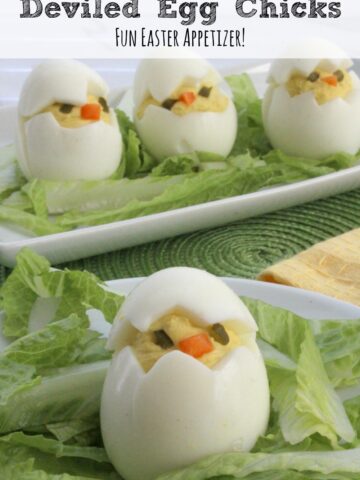 Deviled eggs are always on our Easter table (and any holiday dinner that our family ever has) and these deviled egg chicks will look so cute on your table!