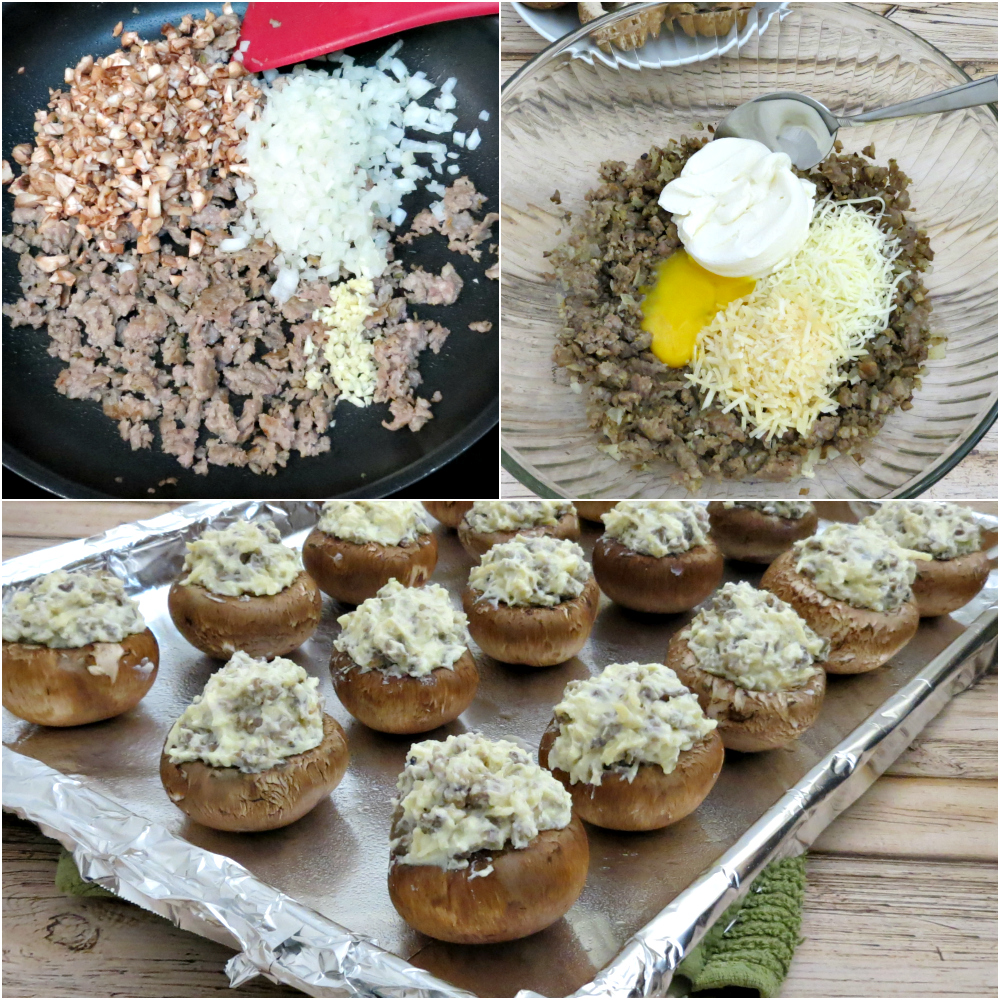 Sausage Stuffed Mushrooms Collage