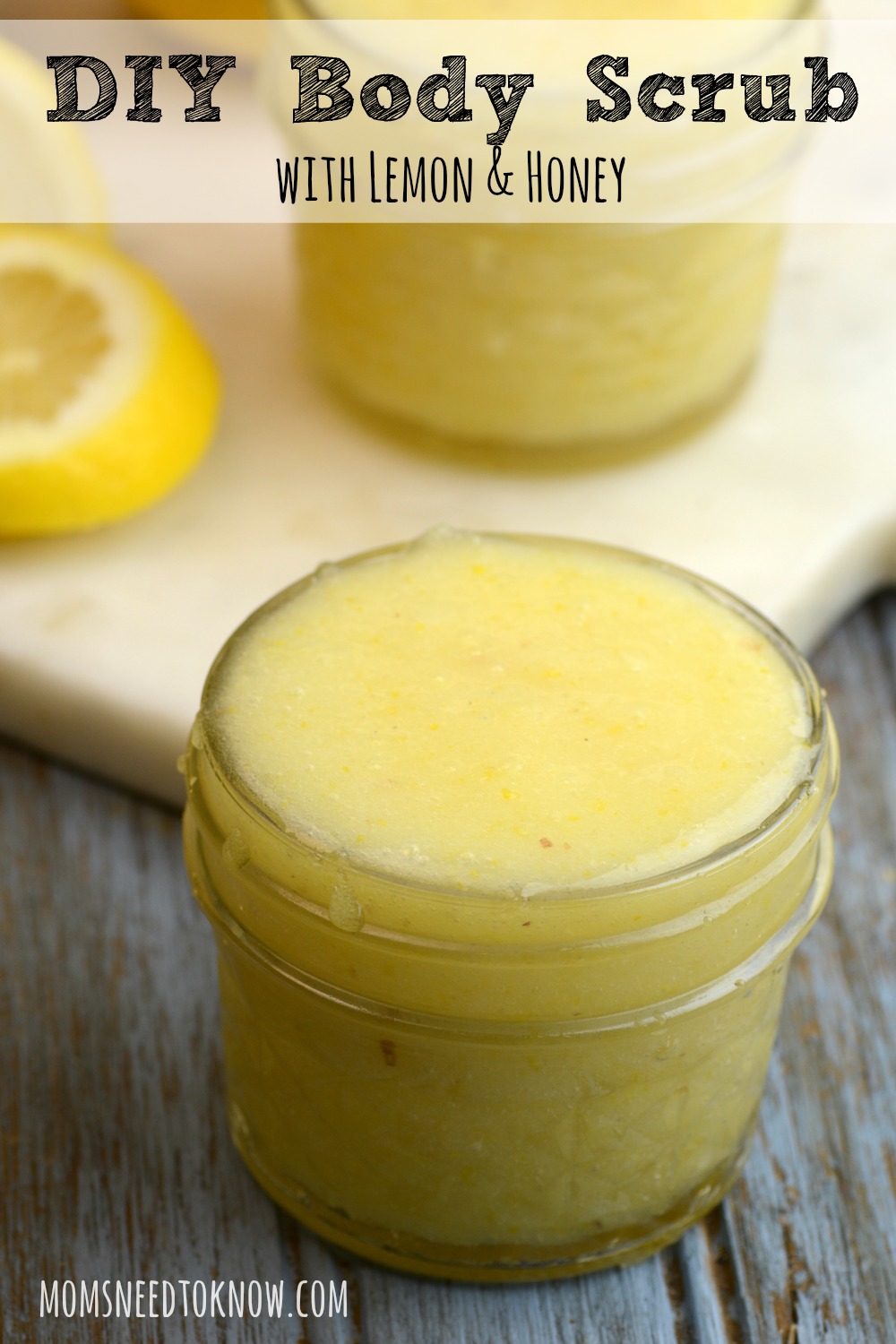 This homemade body scrub will gently exfoliate your skin, while also deeply moisturizing it. The lemon scent will invigorate you as well!