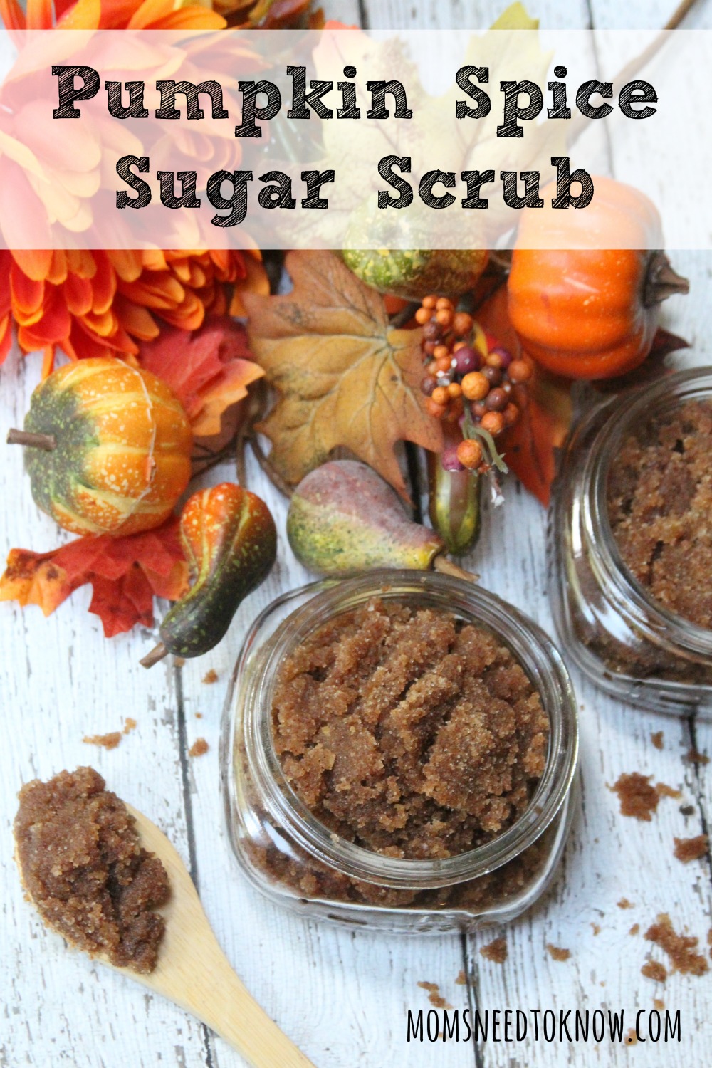 Just 4 ingredients are needed to make this fabulous pumpkin sugar scrub. This scrub will polish and moisturize your skin - and with a wonderful scent!