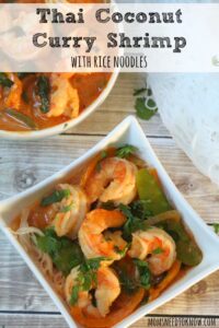 This coconut curry shrimp is so rich and smooth you will want to eat it every week. Load it up with plenty of vegetables for a complete meal or you can even swap in chicken for the shrimp!