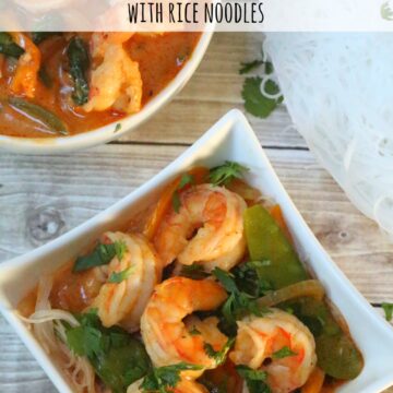 This coconut curry shrimp is so rich and smooth you will want to eat it every week. Load it up with plenty of vegetables for a complete meal or you can even swap in chicken for the shrimp!