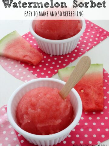 This watermelon sorbet recipe is so easy to make and very refreshing. The recipe will also work well with more of your favorite fruits!