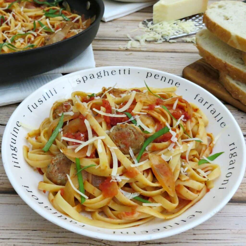Fettuccine with Italian Chicken Sausage (2) Moms Need To Know