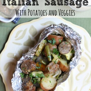 Whether you need a meal for the grill, campfire or oven, this foil packet Italian Sausage with Potatoes & Veggies is packed with flavor and so easy to make!