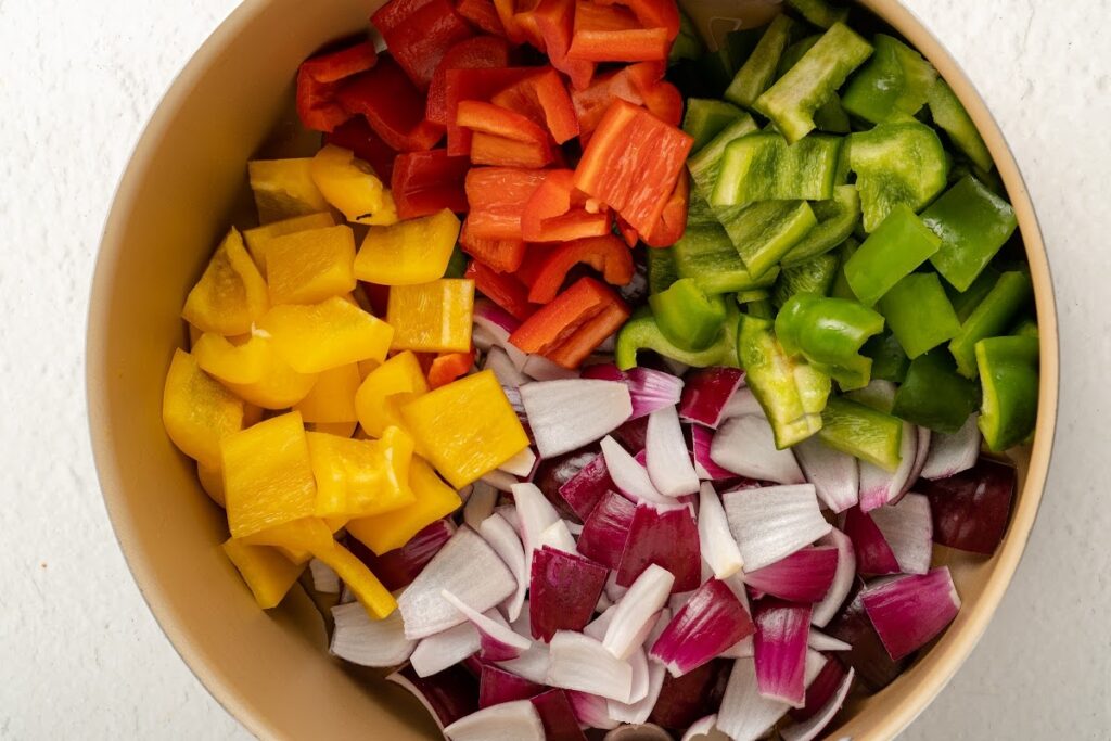 sweet and sour tofu vegetables in the pan