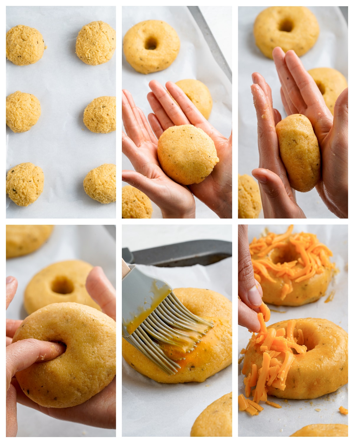 step by step photos to form keto bagels