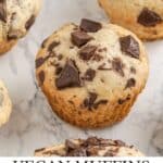 chocolate chip muffins on a white table